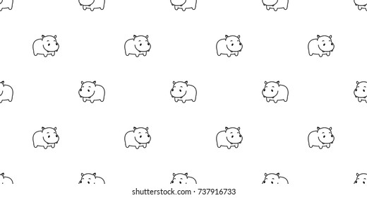 Hippo Tiny mini hippopotamus Seamless Pattern wallpaper background