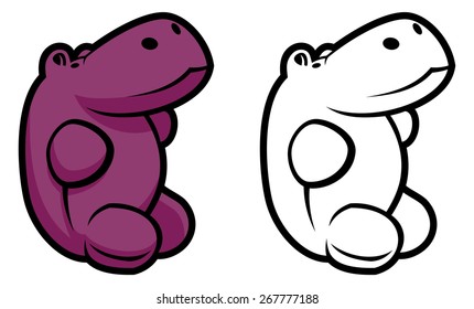 Hippo toy (colour and outlines variants).