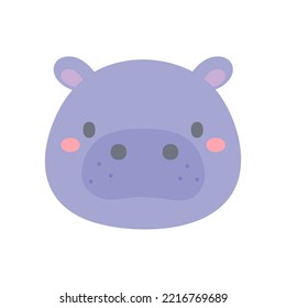 Hippo vector. cute animal face design for kids