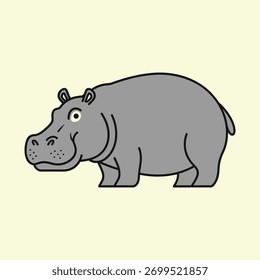 Icono de Vector de hipopótamo sobre fondo blanco
