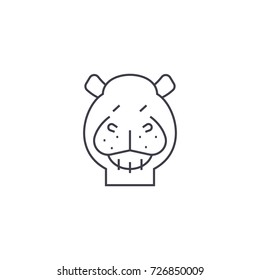 hippo vector line icon, sign, illustration on background, editable strokes