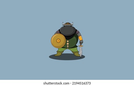 Hippo Viking Cute Creative Kawaii Cartoon Mascot Logo