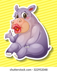 Hippo wearing make up illustration