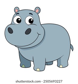 Hippo white background vector illustration