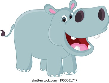 Hippo Wild Animal Cartoon Illustration Vector Stock Vector (Royalty ...