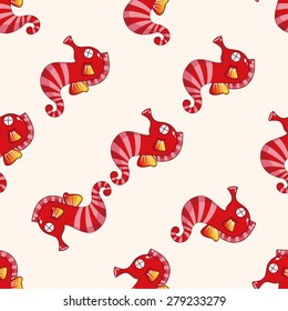 Hippocampus , cartoon seamless pattern background