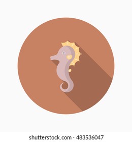 Hippocampus icon, Vector flat long shadow design. EPS10