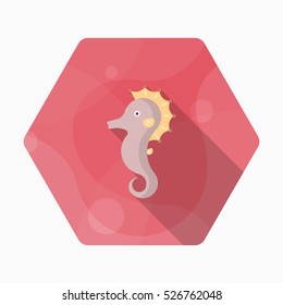 Hippocampus icon, Vector flat long shadow design. EPS10