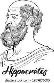 Hippocrates line art illustration, vector