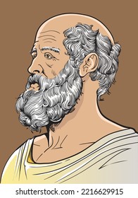 Hippocrates portrait  line art illustration