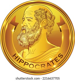 Hippocrates portrait  line art illustration