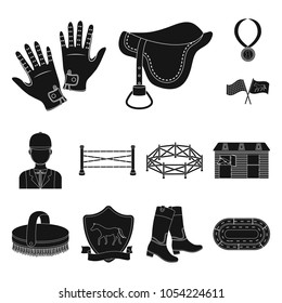 Hippodrome and horse black icons in set collection for design. Horse Racing and Equipment vector symbol stock web illustration.