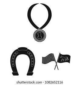 Hippodrome and horse black icons in set collection for design. Horse Racing and Equipment vector symbol stock web illustration.