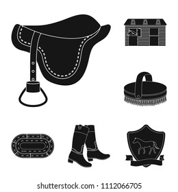 Hippodrome and horse black icons in set collection for design. Horse Racing and Equipment vector symbol stock web illustration.