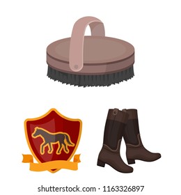 Hippodrome and horse cartoon icons in set collection for design. Horse Racing and Equipment vector symbol stock web illustration.