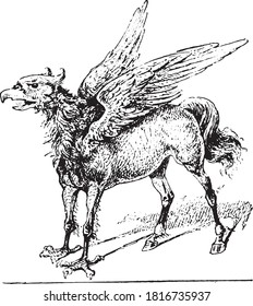 Hippogriff According to Tiepolo and Ingres, From the Dictionary of Word and Things, 1888.