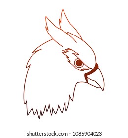 Hippogriff head fantastic creature on red and orange lines