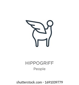 Hippogriff icon. Thin linear hippogriff outline icon isolated on white background from people collection. Line vector sign, symbol for web and mobile