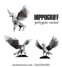 Hippogriff Mythic Animal in Polygonal low poly vector. Abstract vector set of Hippogriff animal. Hippogriff Vector Logo illustration Collection