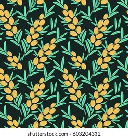 Hippophae seamless decorative vector pattern