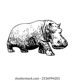 Hippopotamus Vector anfibio ilustración animal diseño aislado 