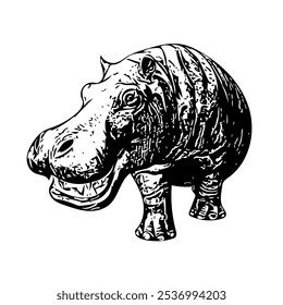 Hippopotamus Vector anfibio ilustración animal diseño aislado 