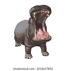 Hippopotamus amphibius vektor animal ilustration design template 