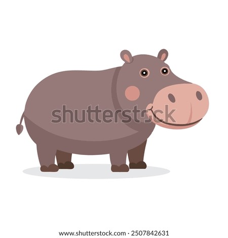 
Hippopotamus animal isolated flat vector illustration on white background