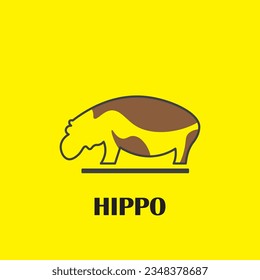 Hippopotamus animal logo with minimalistic design, vector illustration