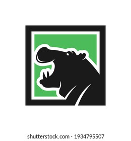 hippopotamus animal modern logo design