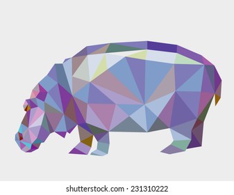 Hippopotamus animal triangle low polygon style. Nice and clean vector. Good use for your symbol, mascot, website icon, avatar, sticker, or any design you want. Easy to use.