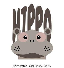 hippopotamus animal vector illustration in minimalist style which can be used for poster