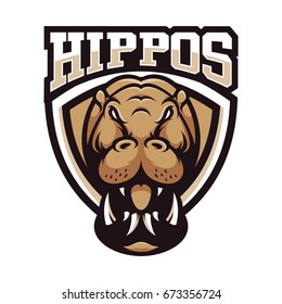 hippopotamus animal wild mascot sport logo illustration vector 