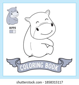 Hippopotamus Animals Coloring Page Book Worksheet Hippo