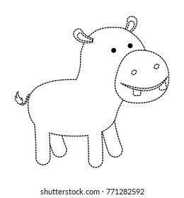 hippopotamus cartoon in black dotted contour