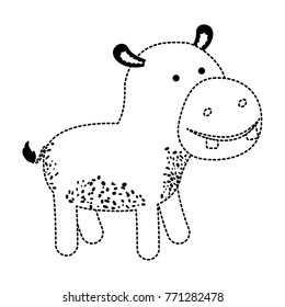 hippopotamus cartoon in black dotted silhouette