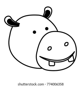 hippopotamus cartoon head in black sections silhouette