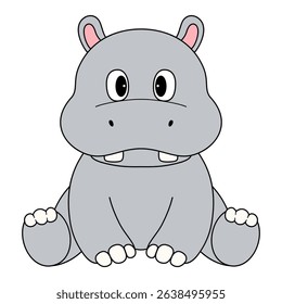 hippopotamus cartoon on white background