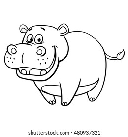 Hippopotamus cartoon style, vector art and illustration