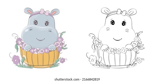 hippopotame clipart flowers