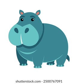 Hippopotamus color vector illustration style design