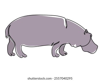 Hippopotamus in continuous line drawing and can be edited later