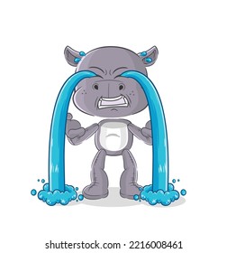 the hippopotamus crying illustration. character vector