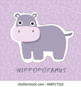 Hippopotamus : Cute Animal Set :  Vector Illustration