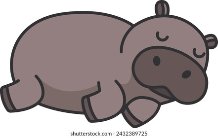 Hippopotamus. Cute cartoon animal. Vector illustration.