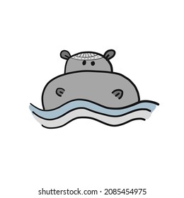 Hippopotamus, Cute Hippo Face For Your Design