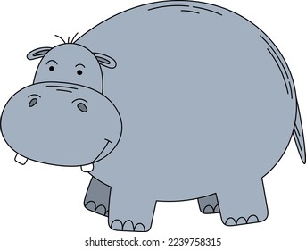 Hippopotamus. Cute hippo. Flaches Vektordoodle.