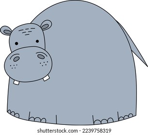Hippopotamus. Cute hippo. Flat vector doodle.