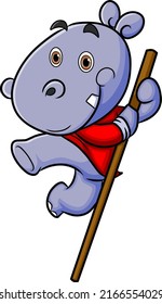 The hippopotamus is doing a circus with one stick of illustration