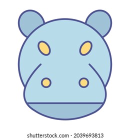 Hippopótamo Relleno de cara dentro del icono vector que puede modificar o editar fácilmente 